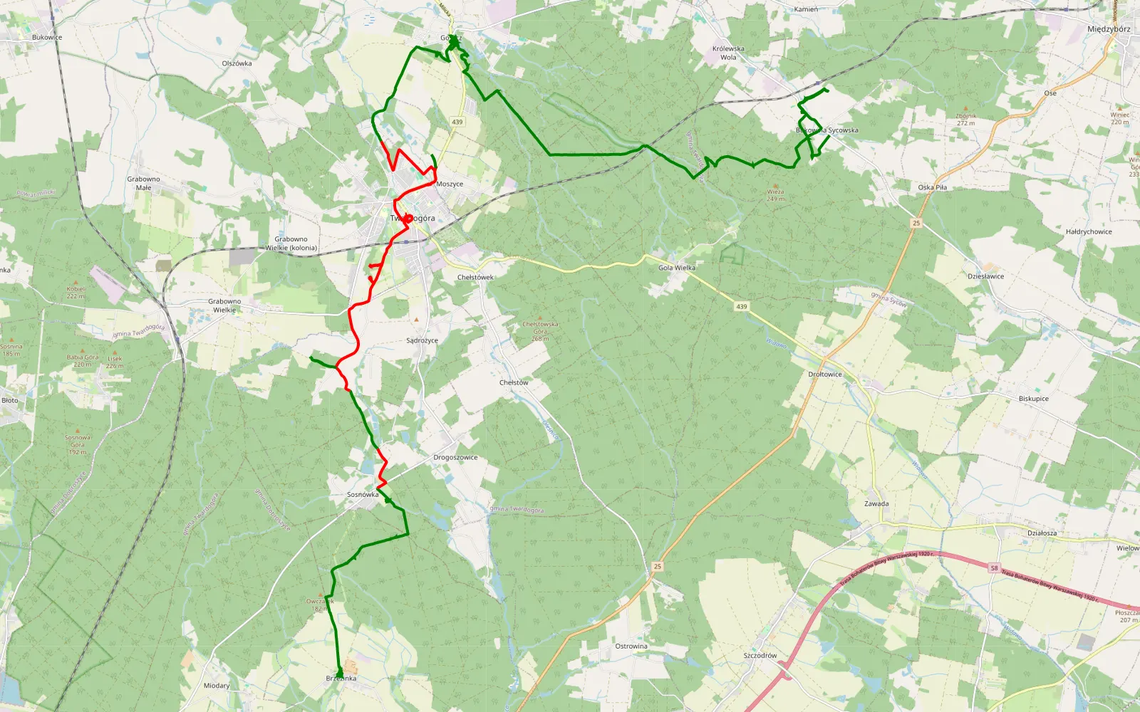 Map of Borem, lasem i troszkę asfaltem-kilka ciekawych miejsc - 35.4 km offroad trail, Oleśnica County