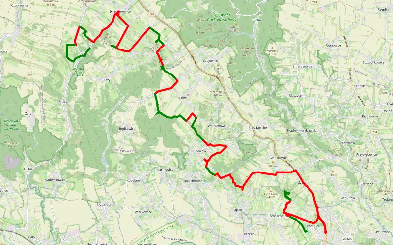 Modlnica - Jaskinia Borsucza - Jaskinia Łabajowa - Łazy