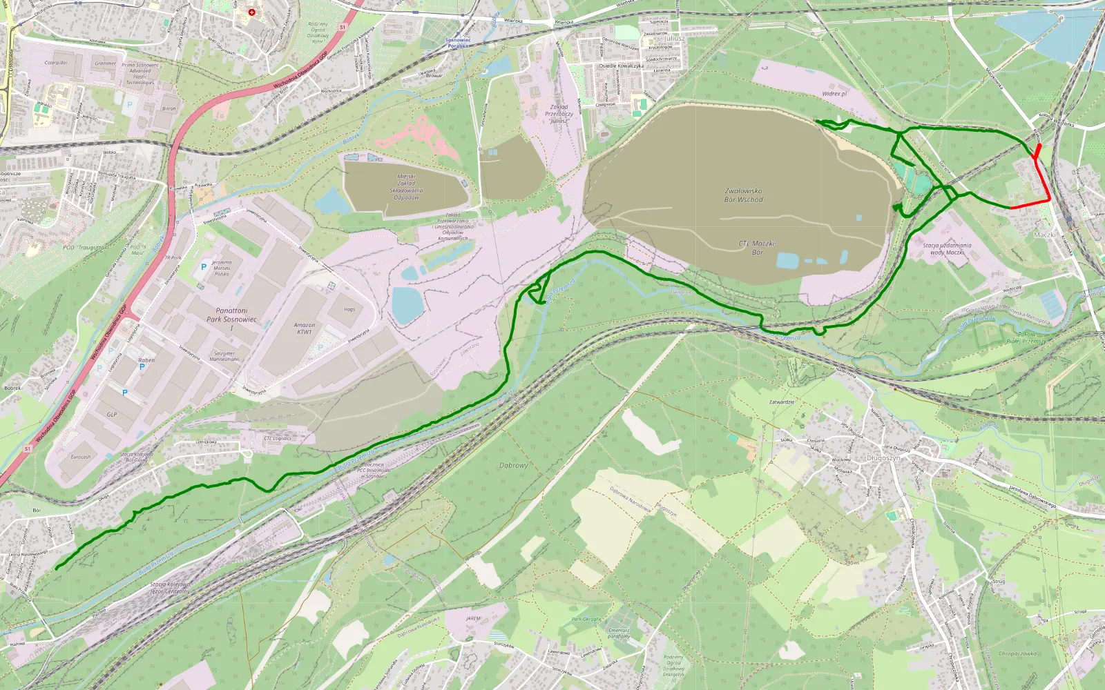 Map of Niwka - Maczki — 13.7 km offroad trail, Sosnowiec