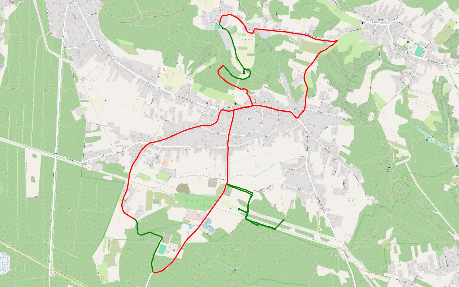 Map of Zagórze - 11.8 km offroad trail, Chrzanów County