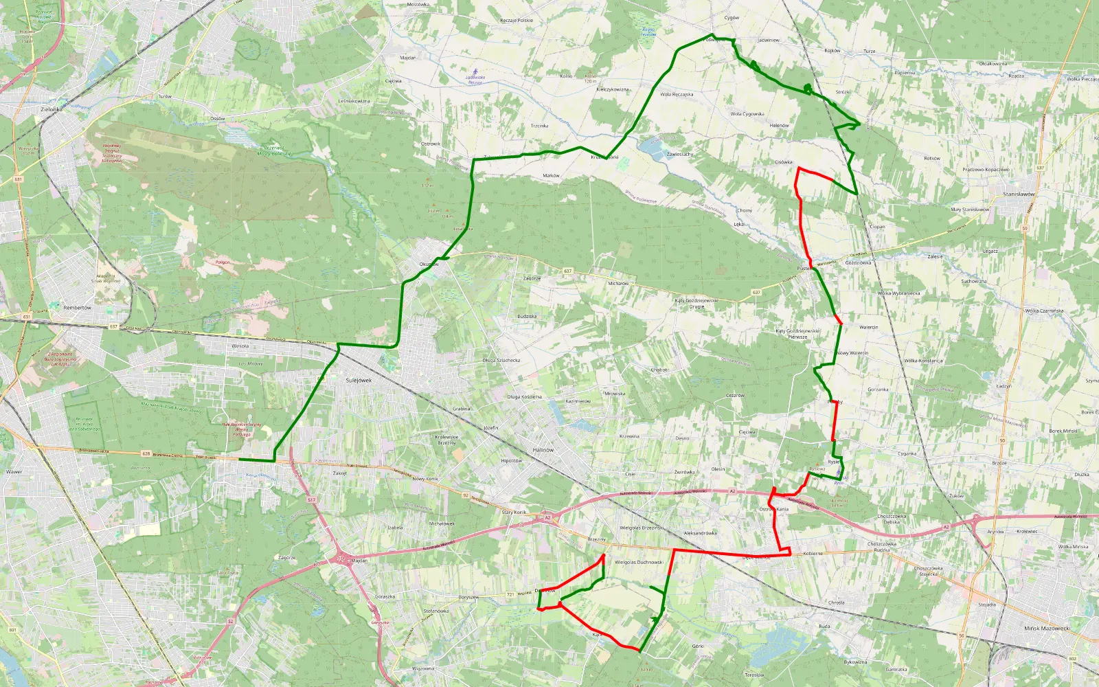 Mapa trasy Śladem bobra - 42.7 km trasy offroad, Powiat Miński