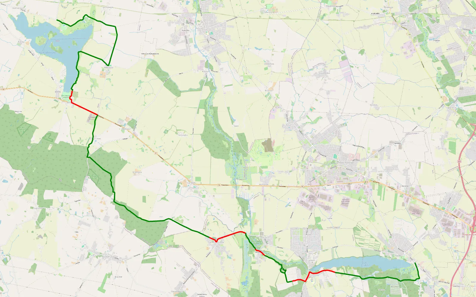 Map of Lusowo -Jez. Bytyńskie- Komorowo - 25.6 km offroad trail, Szamotuły County