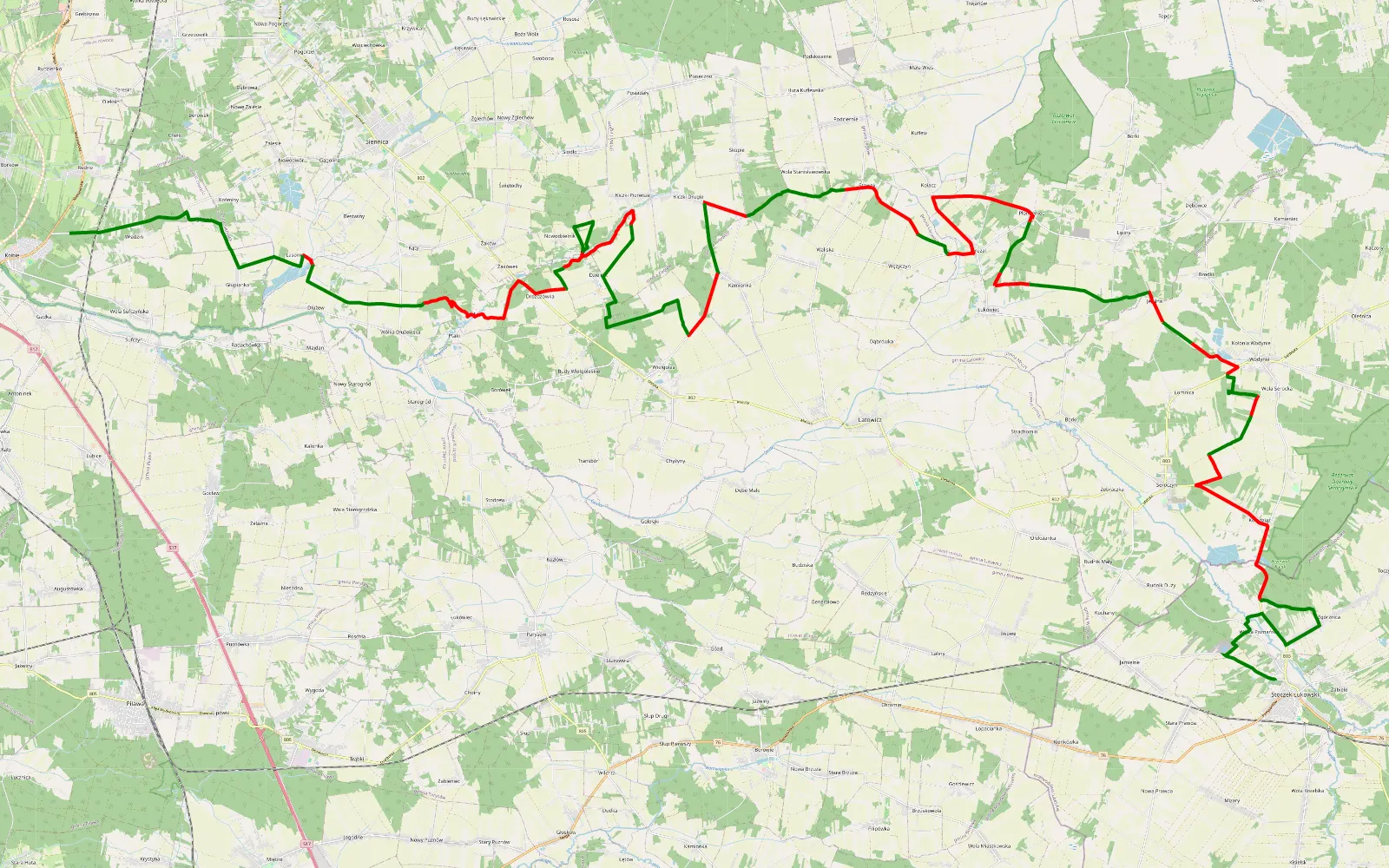 Mapa trasy jhdamian 02.2026 - 61.2 km trasy offroad, Powiat Miński