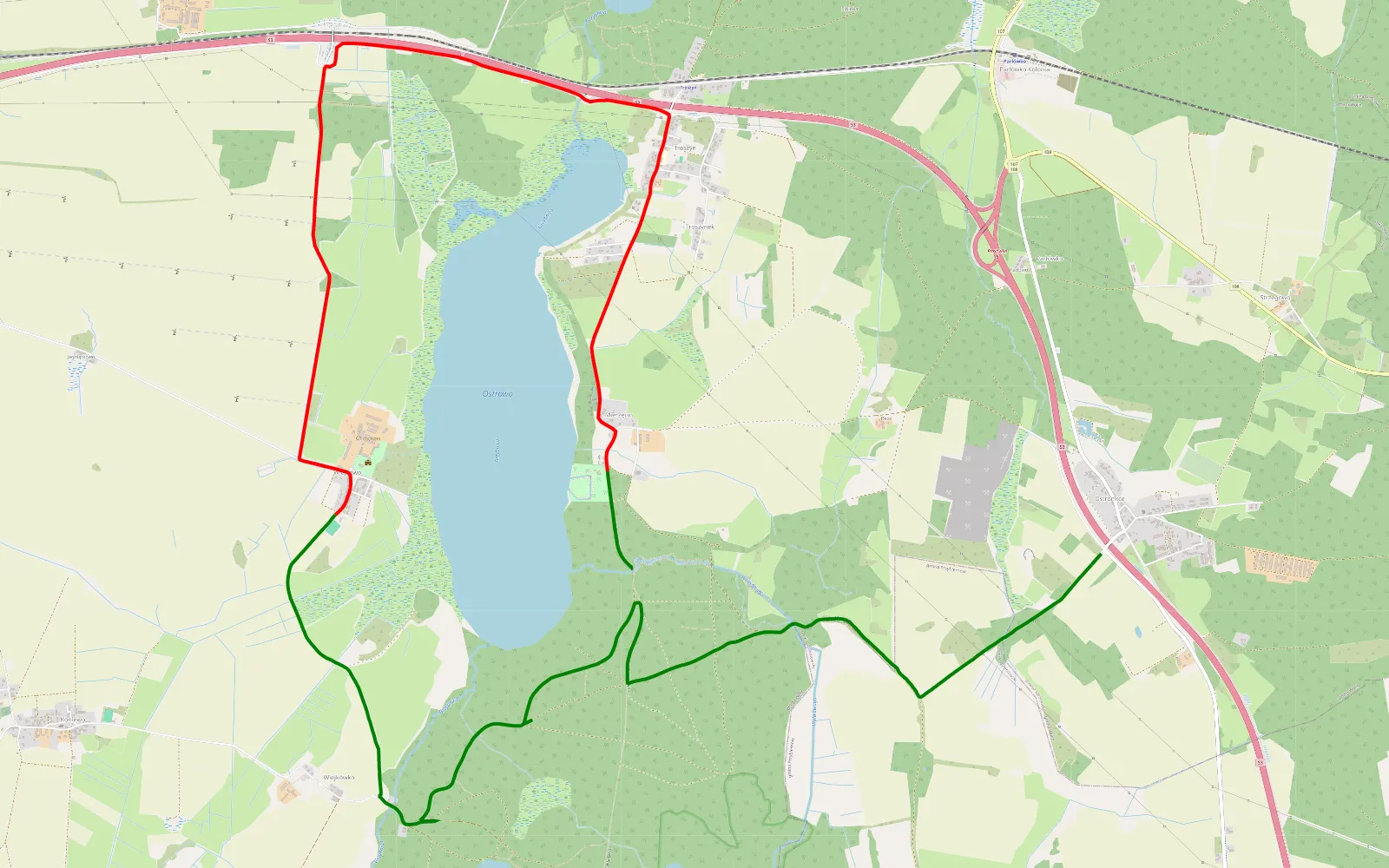 Mapa trasy Trzebianowo - TOP AUCH MIT HHF schlafen - 17.8 km trasy offroad, Powiat Kamieński
