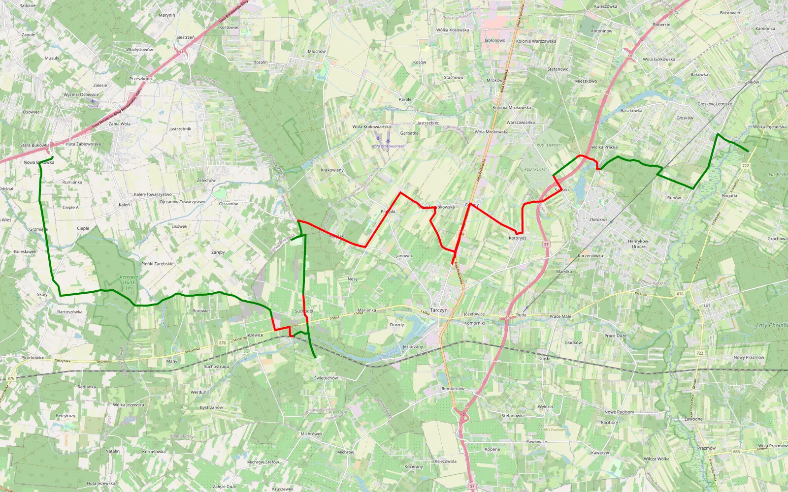 Map of Glskow tarczyn gloskow - 35.2 km offroad trail, Piaseczno County