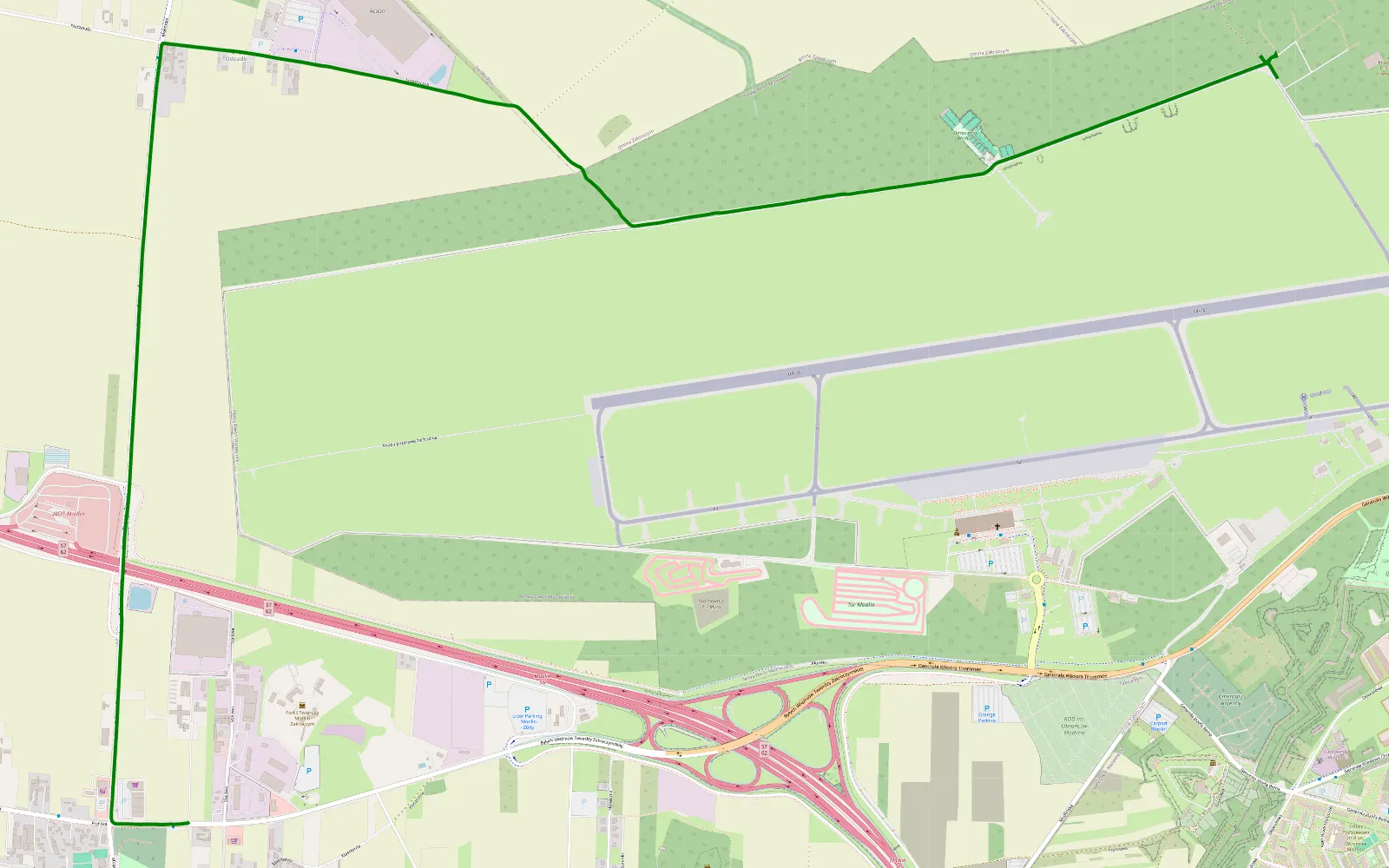Mapa trasy Zakroczym - Modlin Strzelnica - 3 km trasy offroad, Powiat Nowodworski