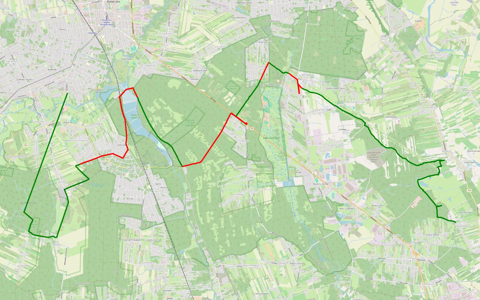 Mapa trasy Do dopracowania - 25.8 km trasy offroad, Powiat Piaseczyński