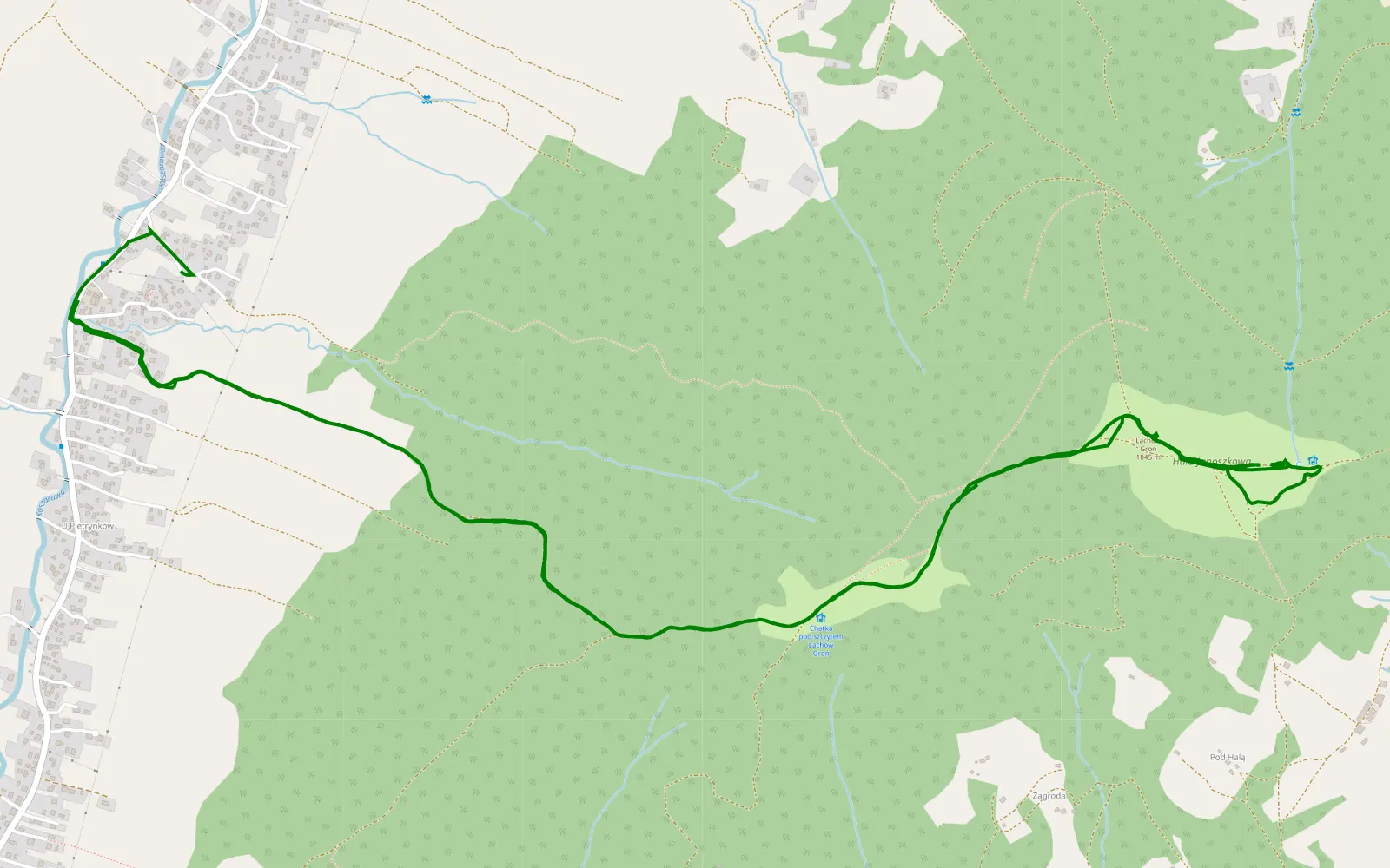 Mapa trasy Koszarawa - Jałowiec - 6.9 km trasy offroad, Powiat Żywiecki