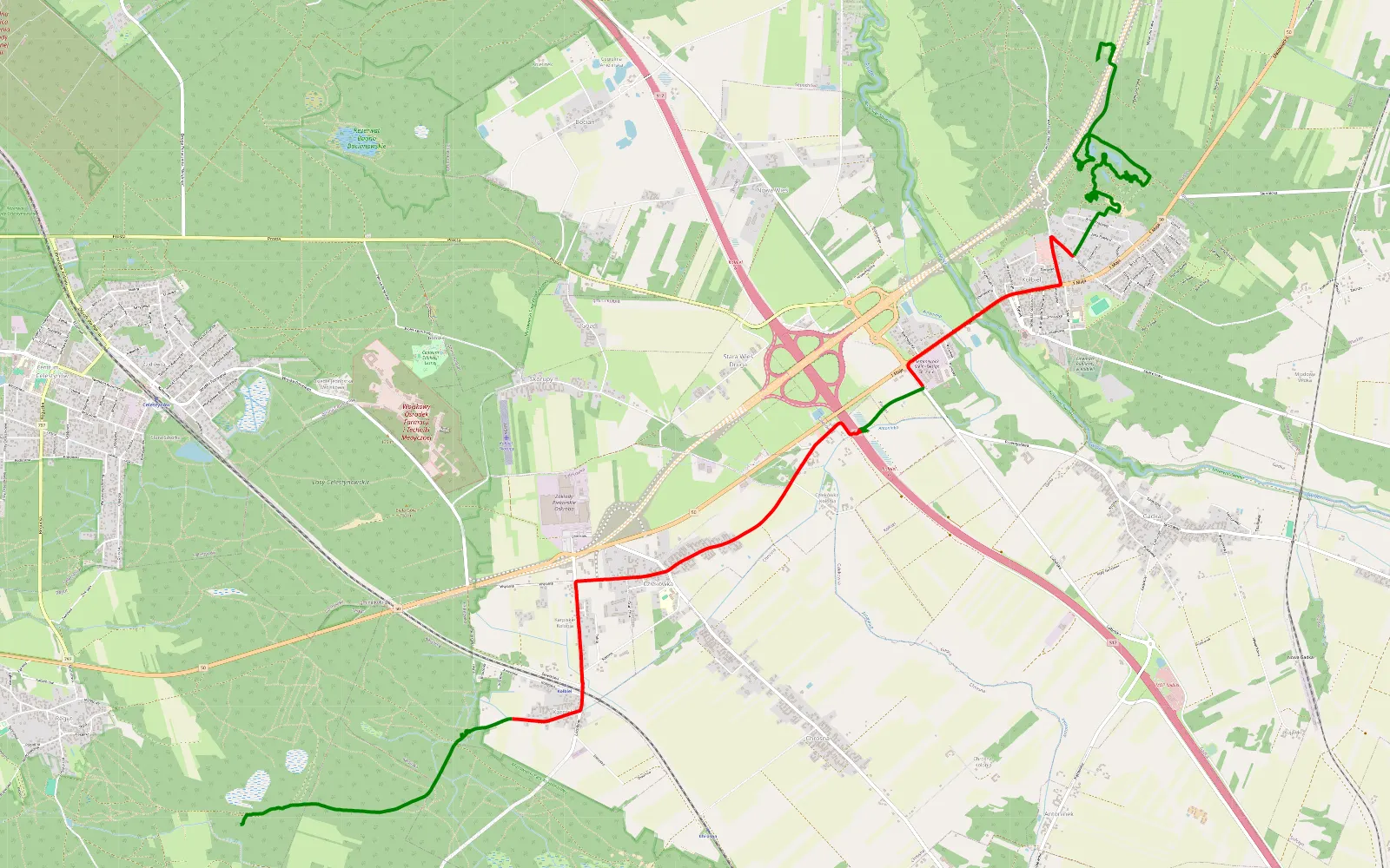 Mapa trasy Regut - Rudno - 13.4 km trasy offroad, Powiat Otwocki