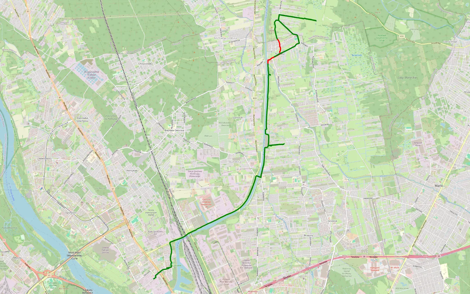 Map of Żerań - Kobiałka - 6 km offroad trail, Legionowo County