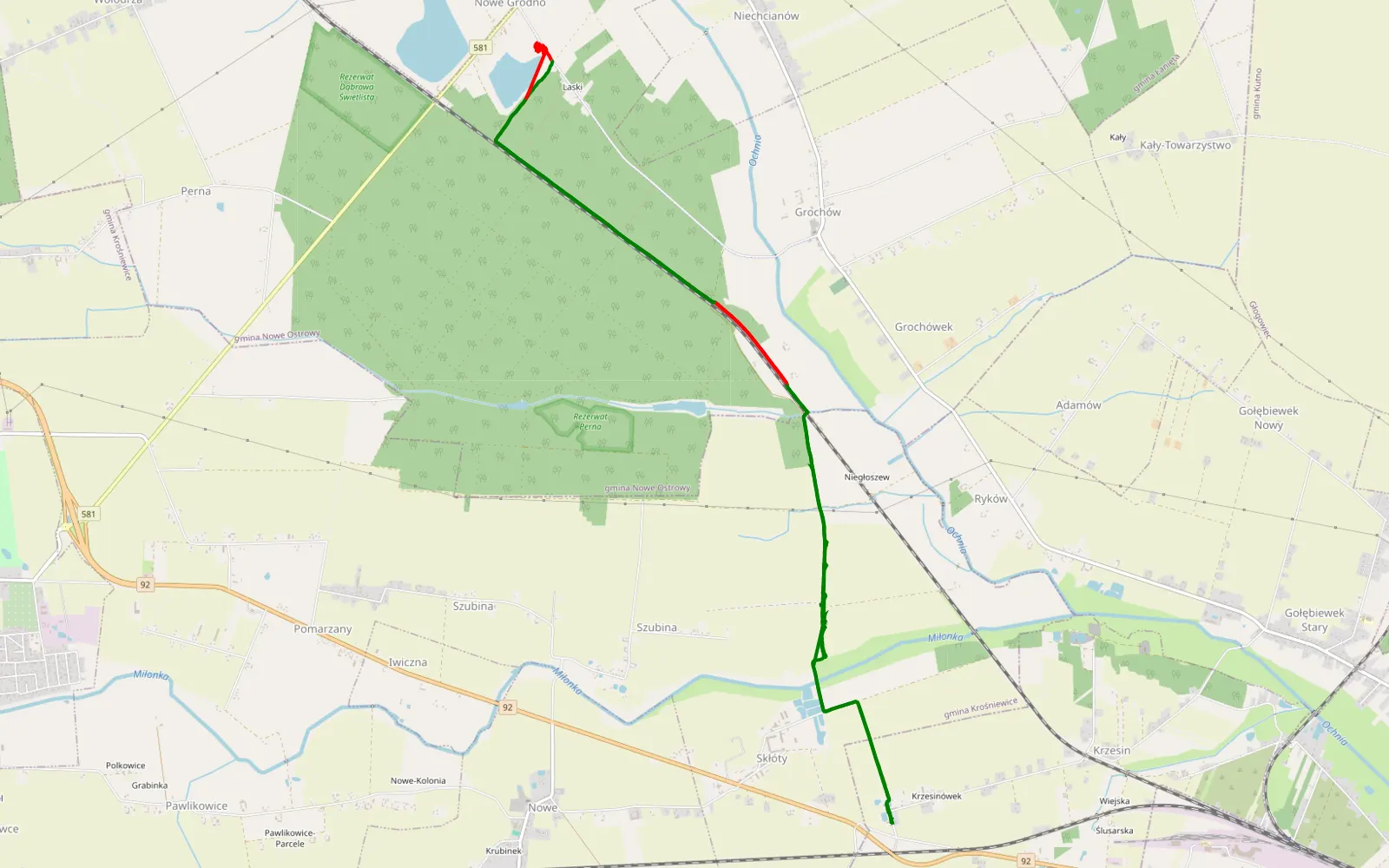 Map of Podczachy - 20.7 km offroad trail, Kutno County