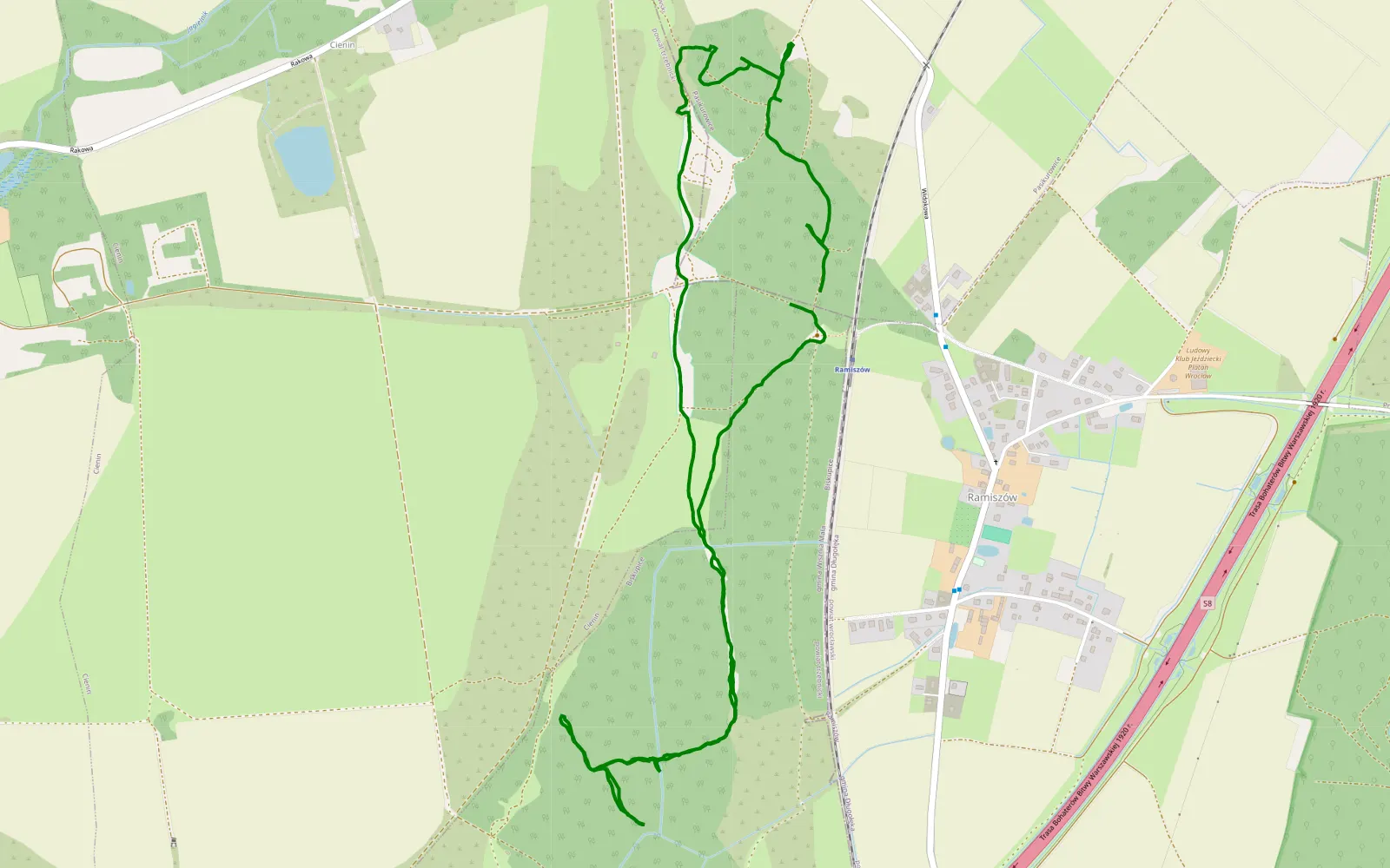 Mapa trasy Poligon - 5.2 km trasy offroad, Powiat Trzebnicki