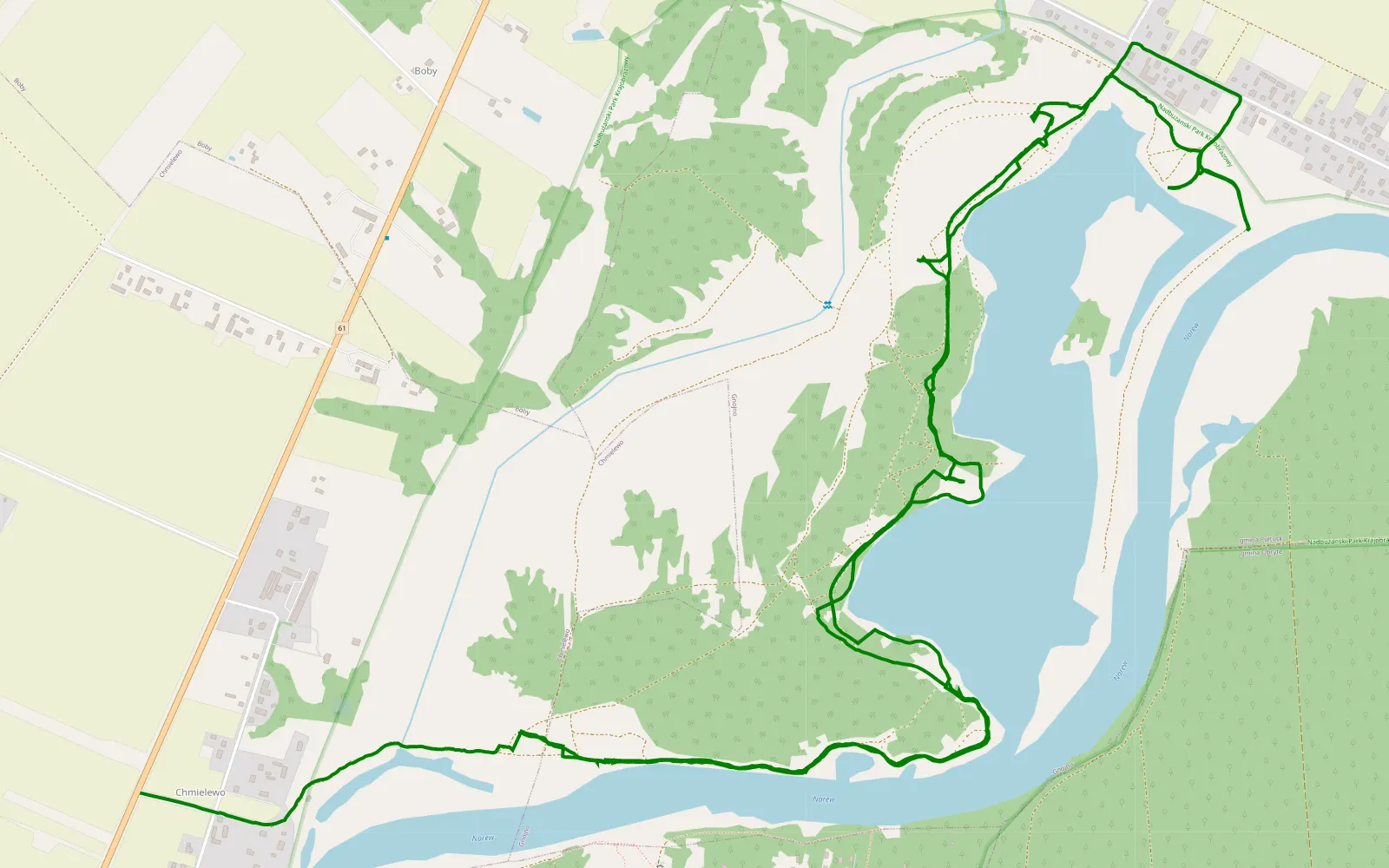 Map of Szygówek - Chmielewo - 9.6 km offroad trail, Pułtusk County