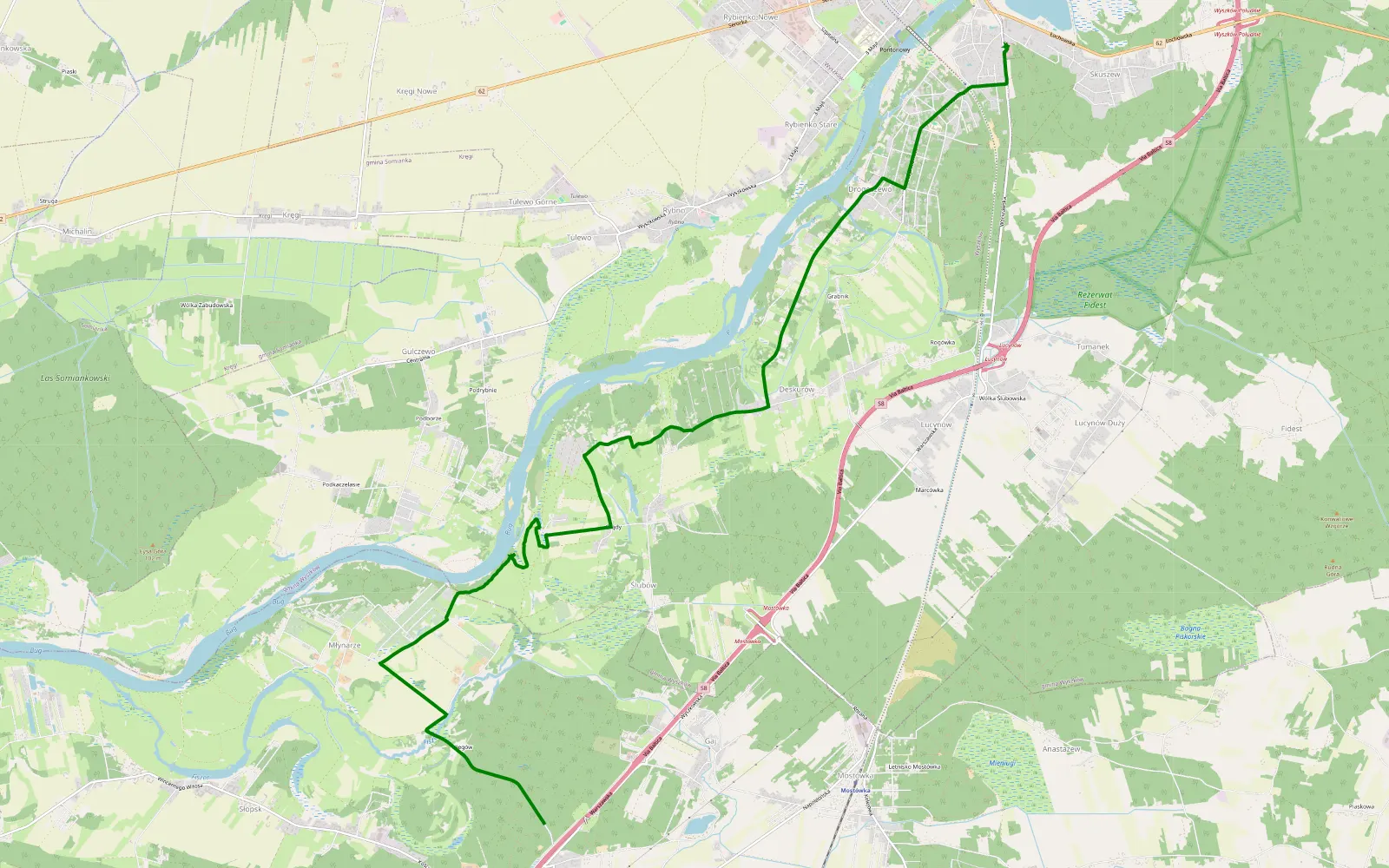Map of Zazdrość - Wyszków - 5.9 km offroad trail, Wyszków County