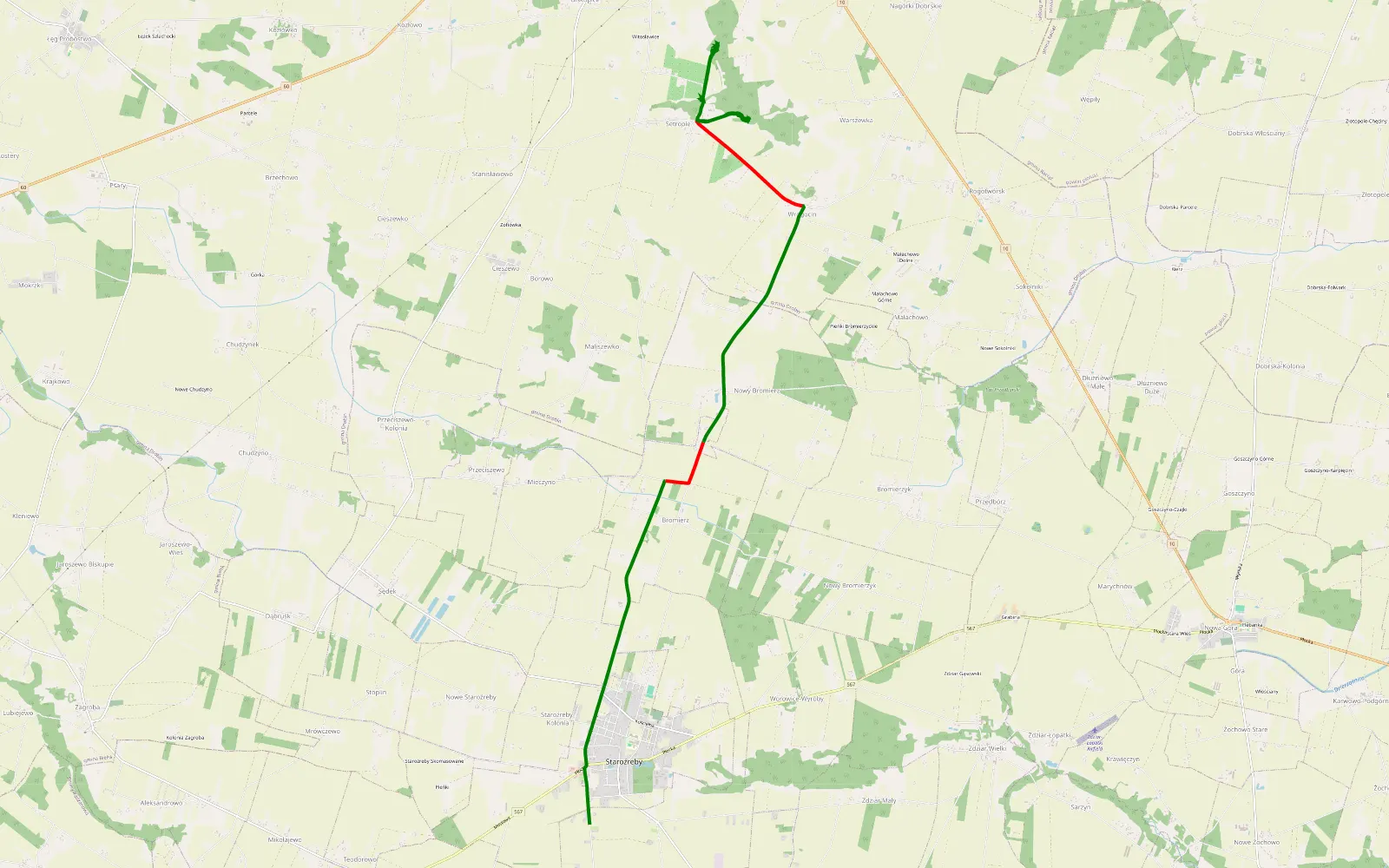 Map of Staroźreby - Setropie - 12.4 km offroad trail, Płock County