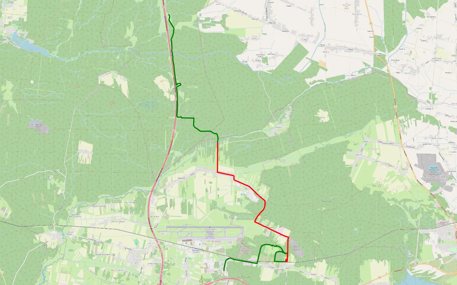 Mapa trasy Nowa Wieś - Dąbrowa Wielka - 18.5 km trasy offroad, Powiat Lubliniecki
