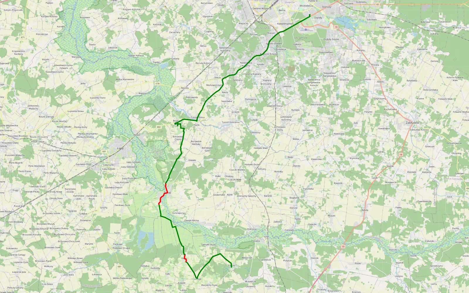 Mapa trasy Trasa offroad 25.7 km, Powiat Bielski - 25.7 km trasy offroad, Powiat Bielski