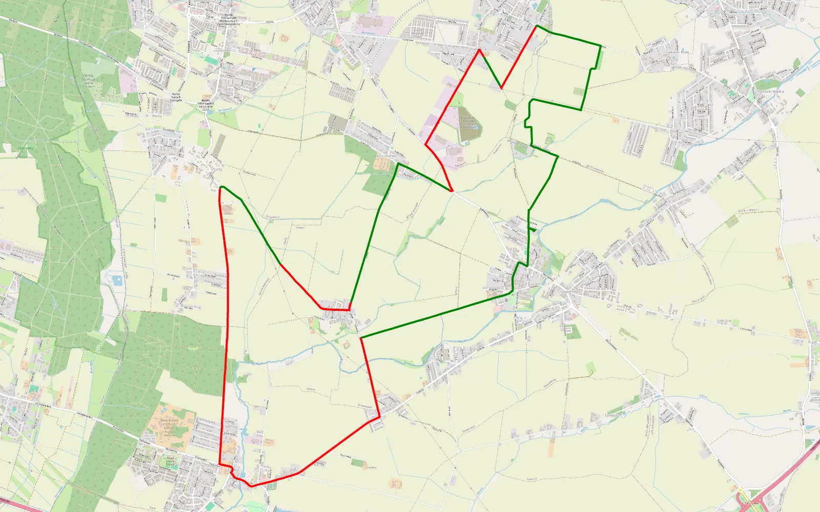 Mapa trasy Gowarzewo - 19.6 km trasy offroad, Powiat Poznański