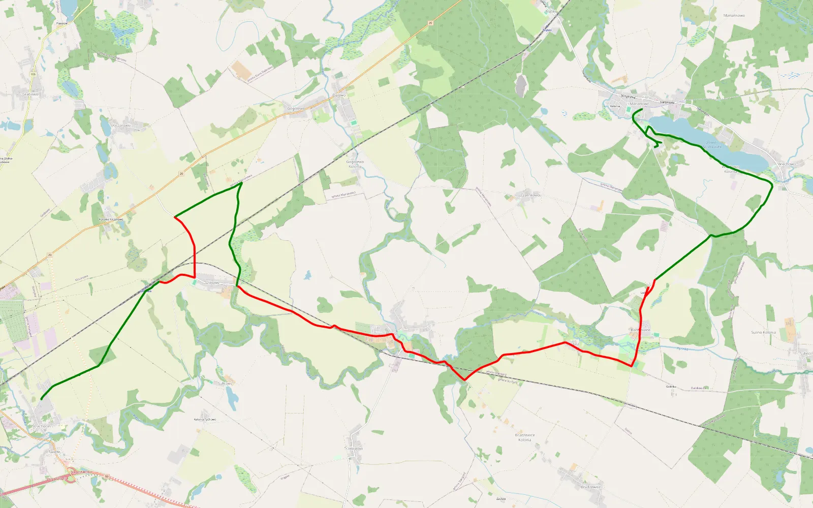Map of Strachocin - Marianowo - 27.8 km offroad trail, Stargard County