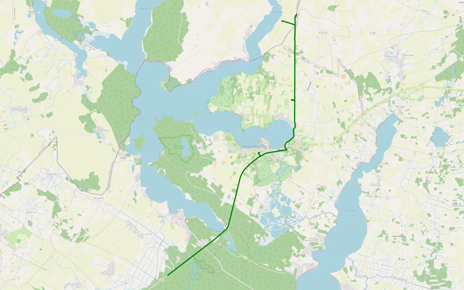 Mapa trasy Rajgród - Czarna Wieś - 7.5 km trasy offroad, Powiat Grajewski