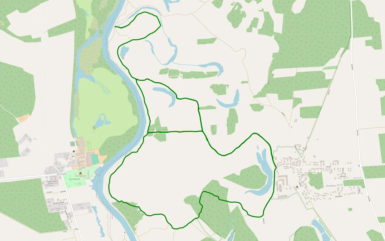 Mapa trasy Rogaliński park krajobrazowy - 10.6 km trasy offroad, Powiat Śremski
