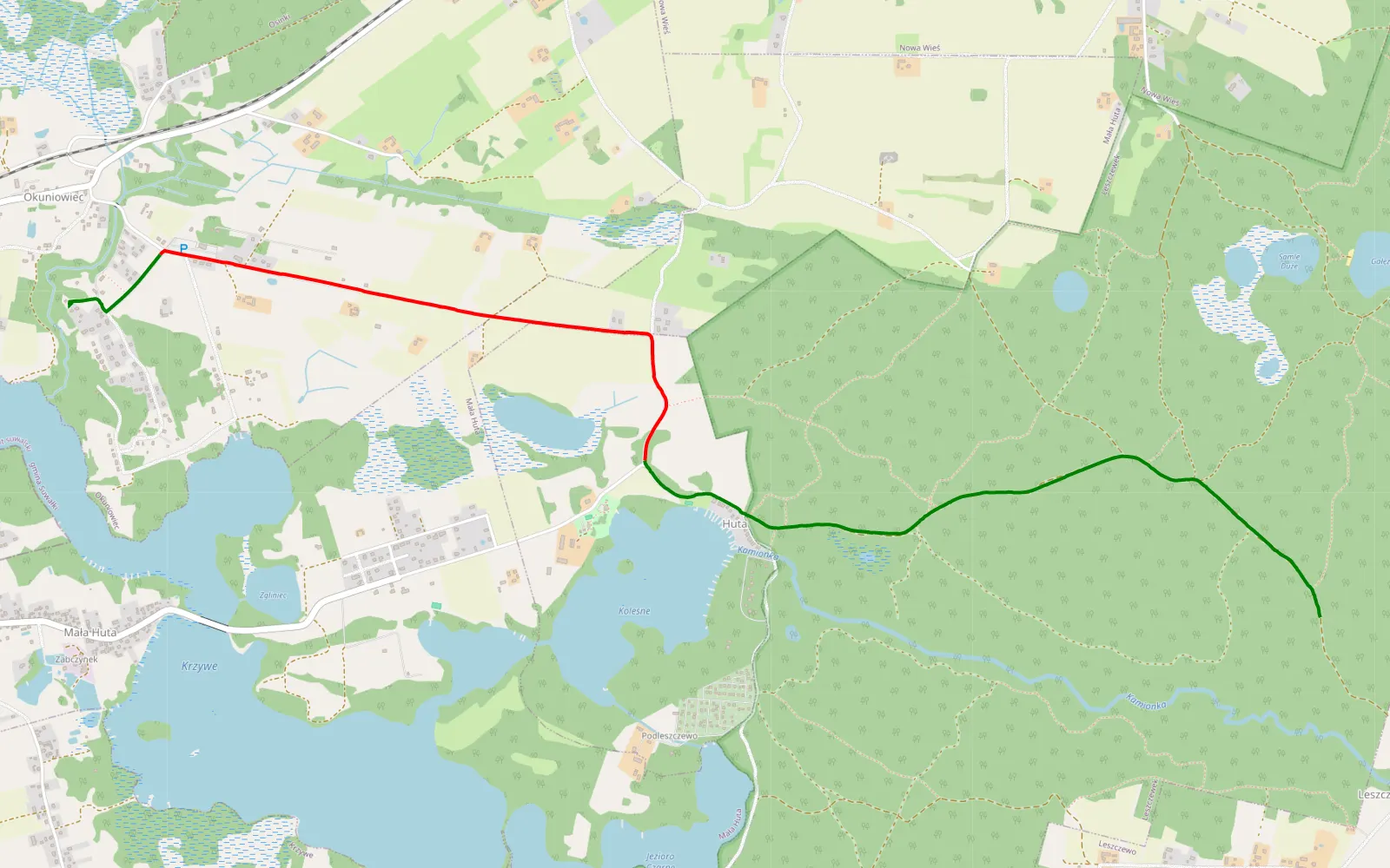 Map of Leszczewo - Okuniowiec - 5.5 km offroad trail, Suwałki County