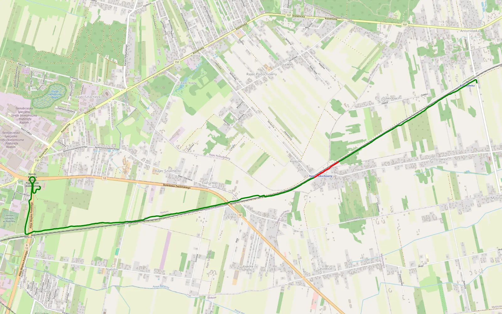 Map of Gołębiów - Antoniówka - 5.7 km offroad trail, Radom County