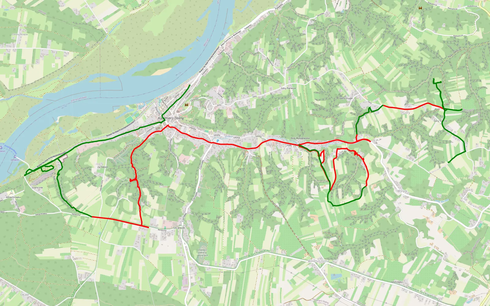 Mapa trasy Kazimierz Dolny - Skowieszynek - 15.2 km trasy offroad, Powiat Puławski