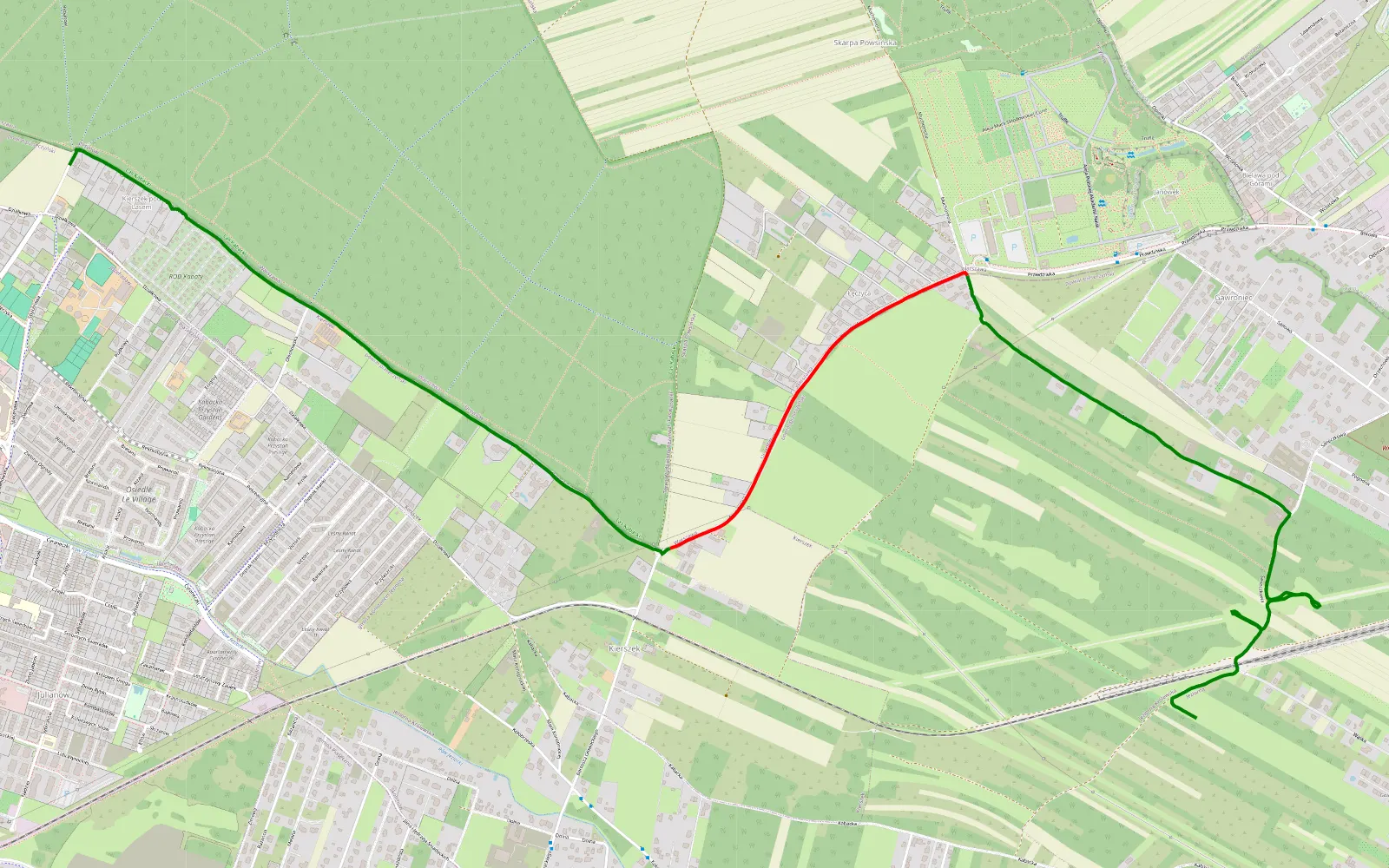Mapa trasy Józefosław - Gawroniec Janówek - 5.5 km trasy offroad, Powiat Piaseczyński