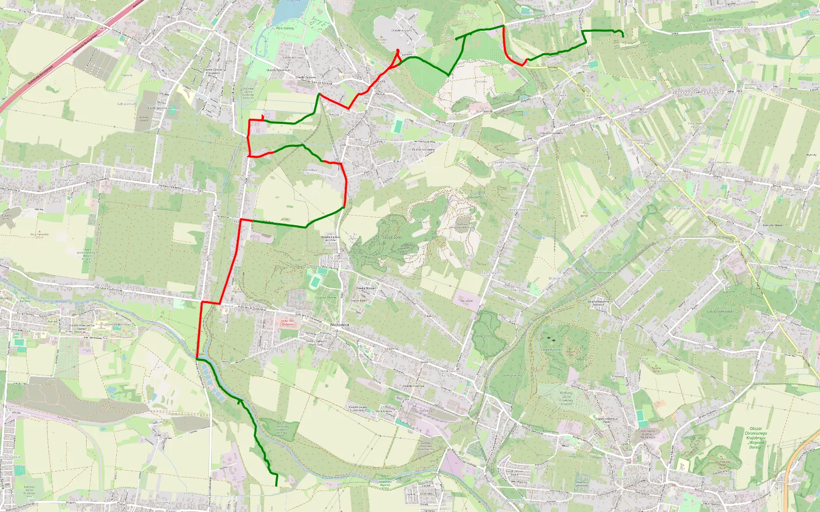 Mapa trasy Kolonia - Góra Siewierska - 14.6 km trasy offroad, Powiat Będziński