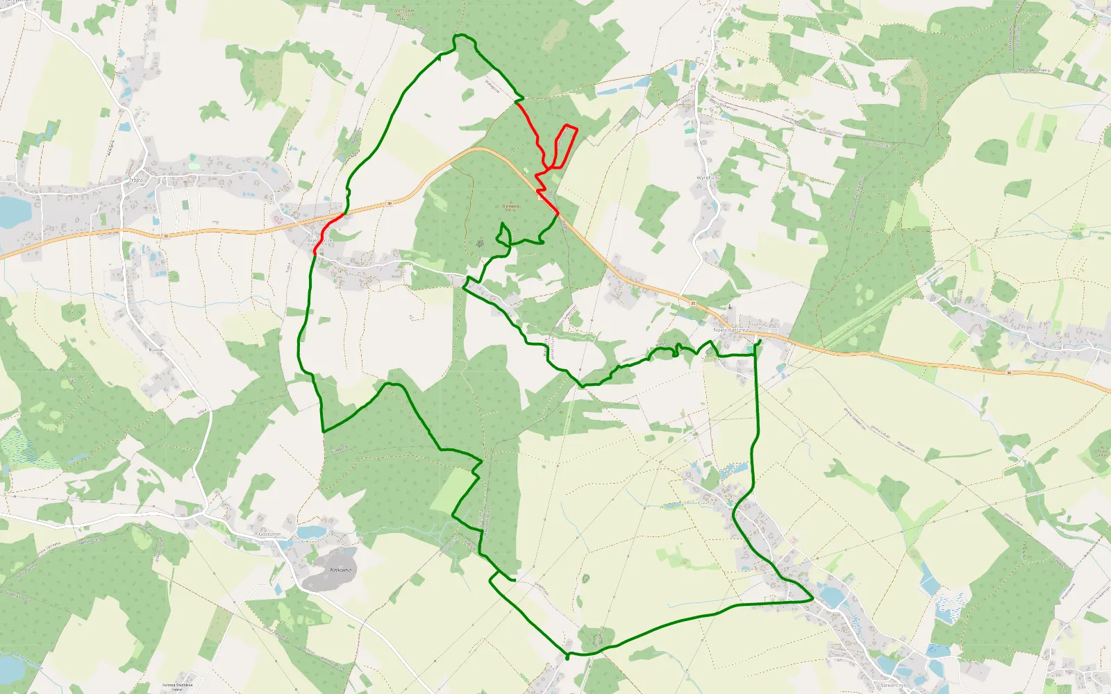 Map of Nowa Karczma - 16.9 km offroad trail, Zgorzelec County