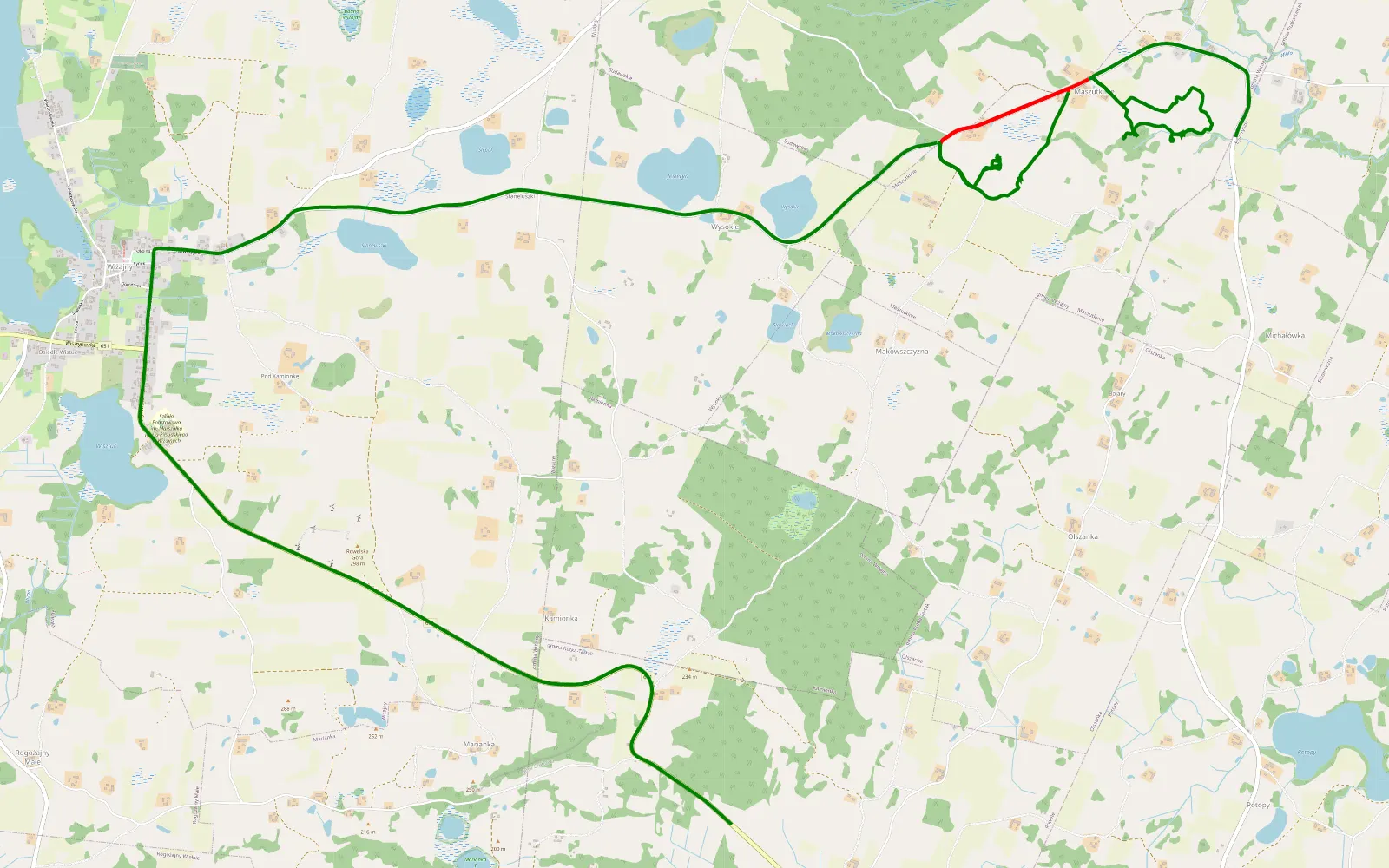 Map of Ejszeryszki - Rowele - 7.1 km offroad trail, Suwałki County