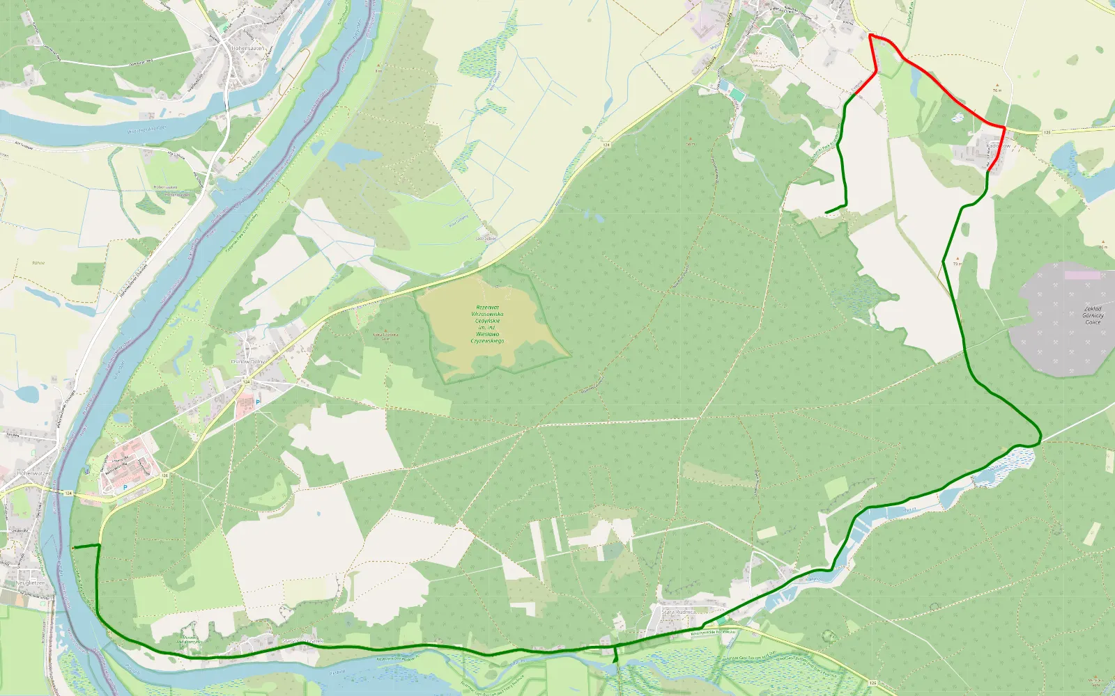 Map of Cedynia pole hochsitz - 5.7 km offroad trail, Gryfino County