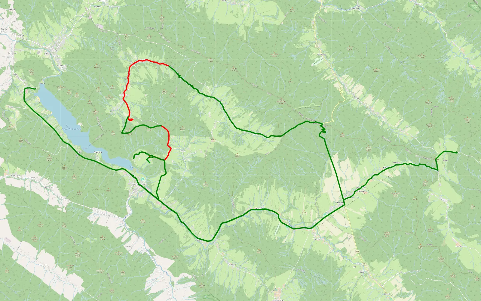 Map of Banica - Zagrody - 12.7 km offroad trail, Gorlice County
