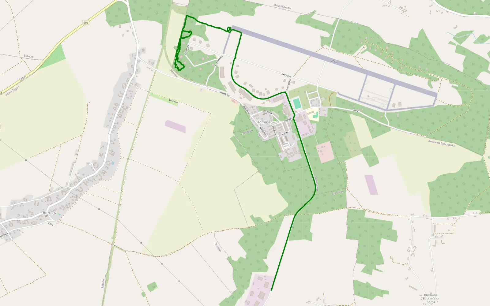 Mapa trasy Stara Kopernia - Chrobrów - 6 km trasy offroad, Powiat Żagański