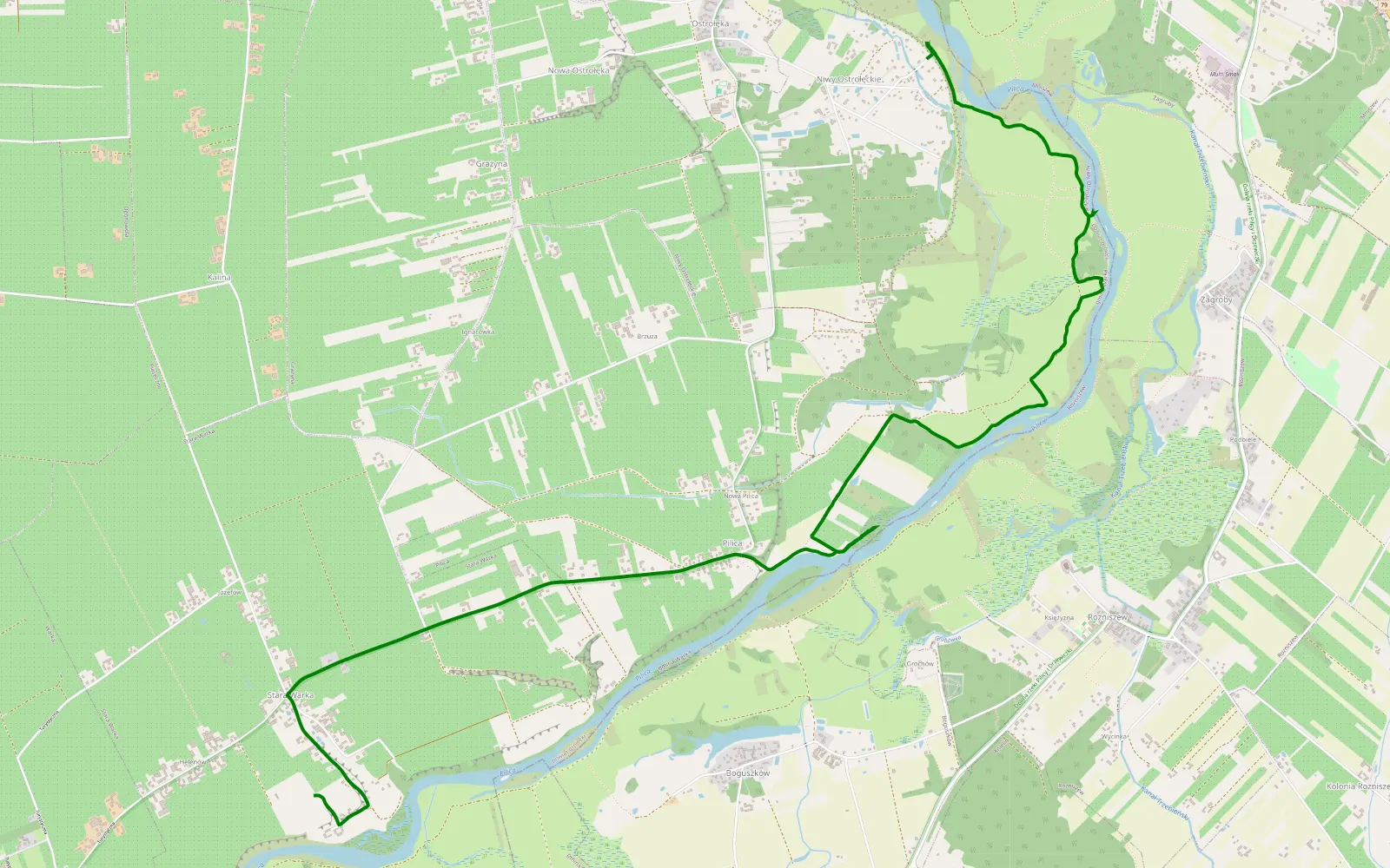 Map of Józefów - Ostrołęka - 5.6 km offroad trail, Grójec County