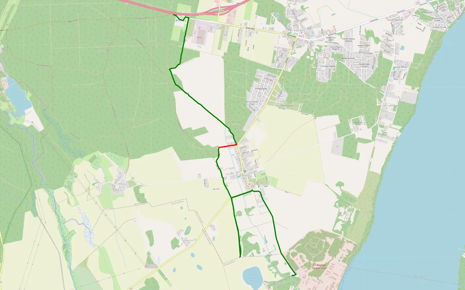 Map of Zakopanie - 6.6 km offroad trail, Stargard County