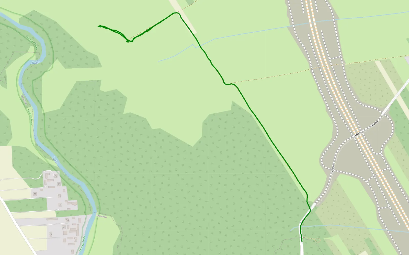 Map of Dobrzyniec - Sępochów - 1.5 km offroad trail, Otwock County