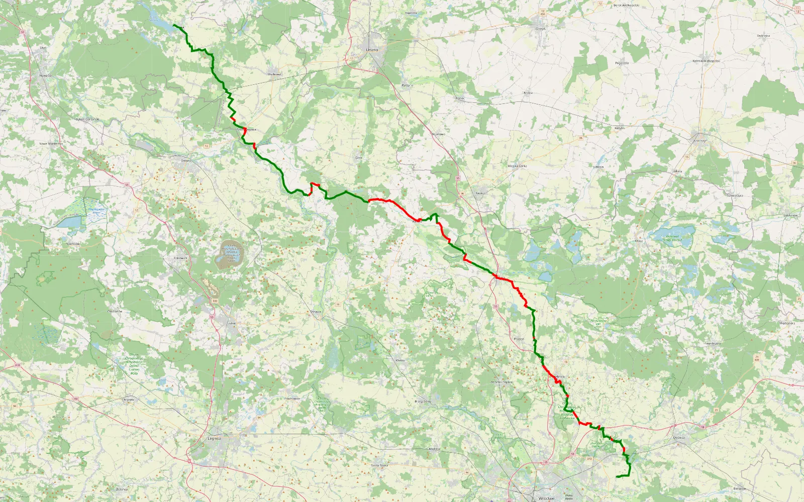 Map of Kuba-Sława - 155.8 km offroad trail, Góra County