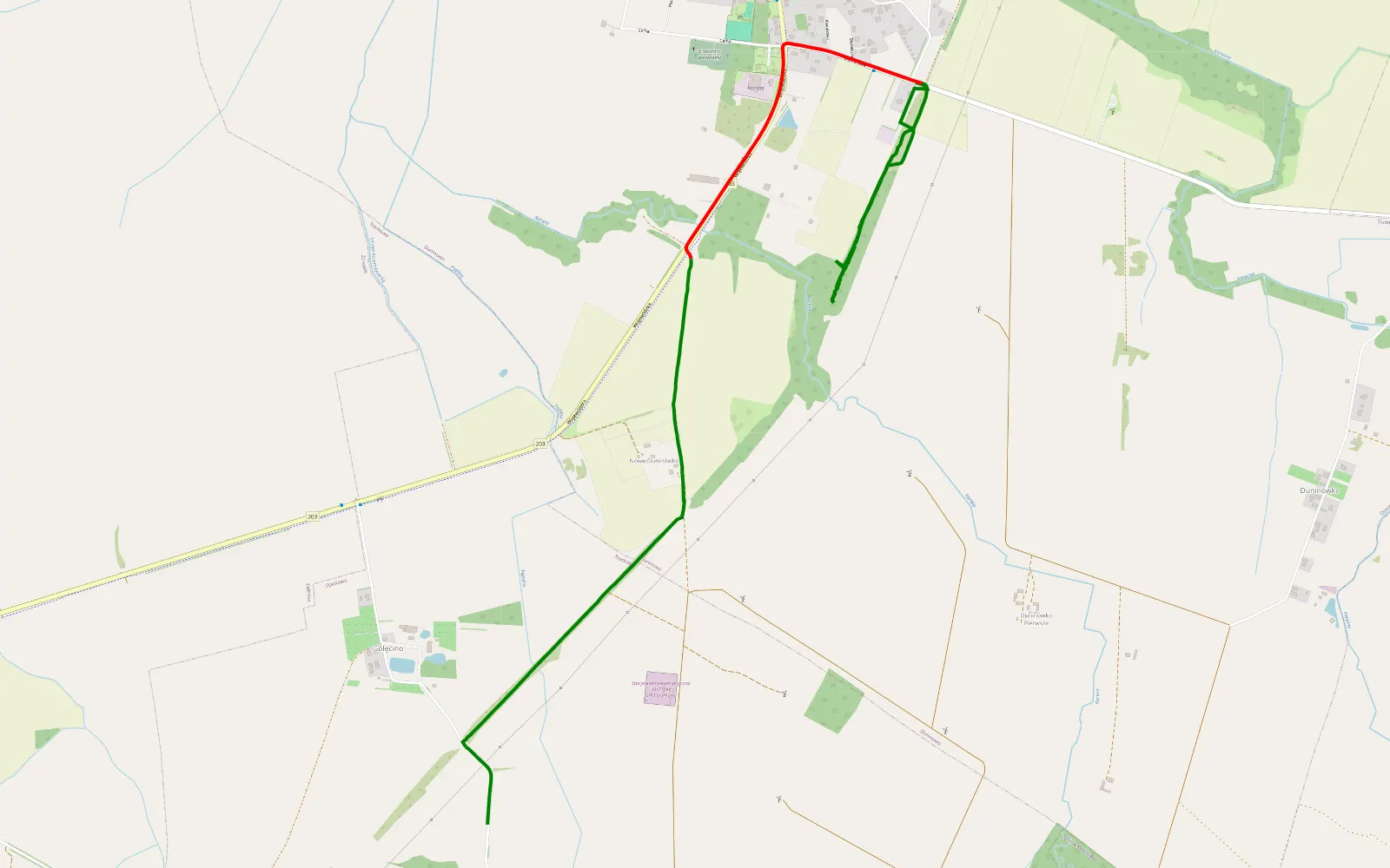 Mapa trasy Duninowo - Starkowo - 4.1 km trasy offroad, Powiat Słupski