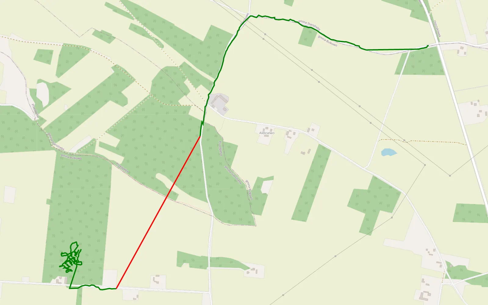 Map of Groszek - 4.1 km offroad trail, Płock County