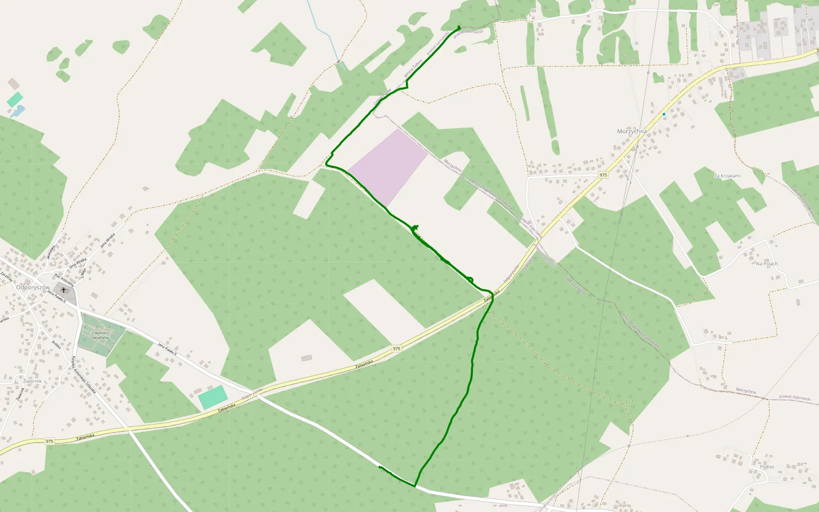 Map of Fiuk - Morzychna - 2.6 km offroad trail, Tarnów County