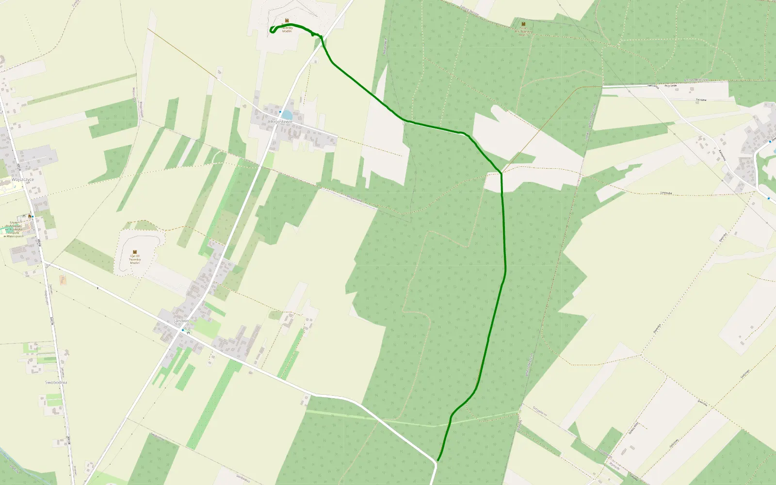 Mapa trasy Janowo - Śniadowo - 3.4 km trasy offroad, Powiat Nowodworski