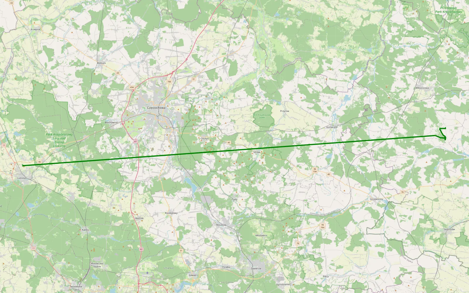 Map of Steblów - Rogienice - 5.8 km offroad trail, Włoszczowa County