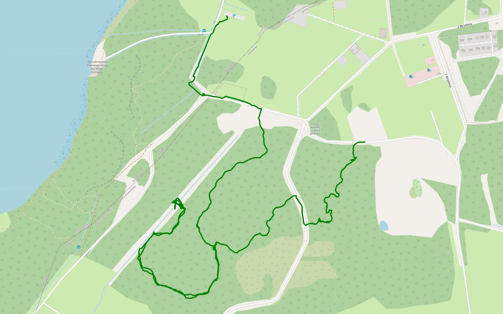 Mapa trasy Machów - 3.7 km trasy offroad, Powiat Tarnobrzeski
