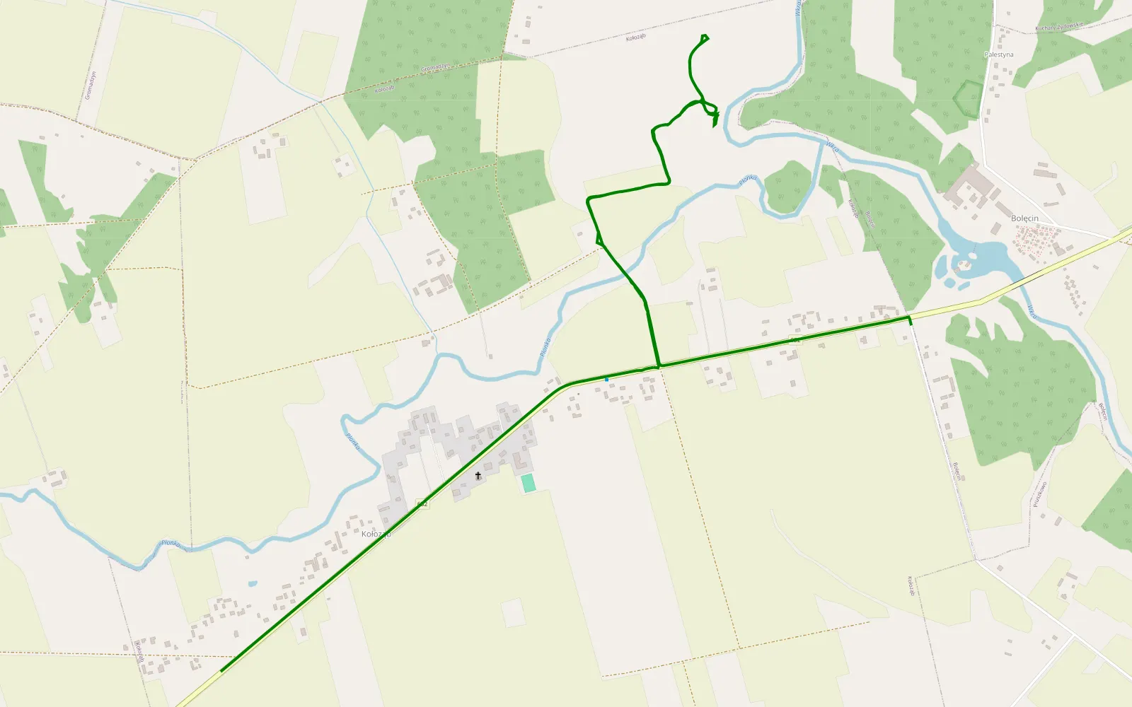 Map of Kołoząb - 2.4 km offroad trail, Płońsk County