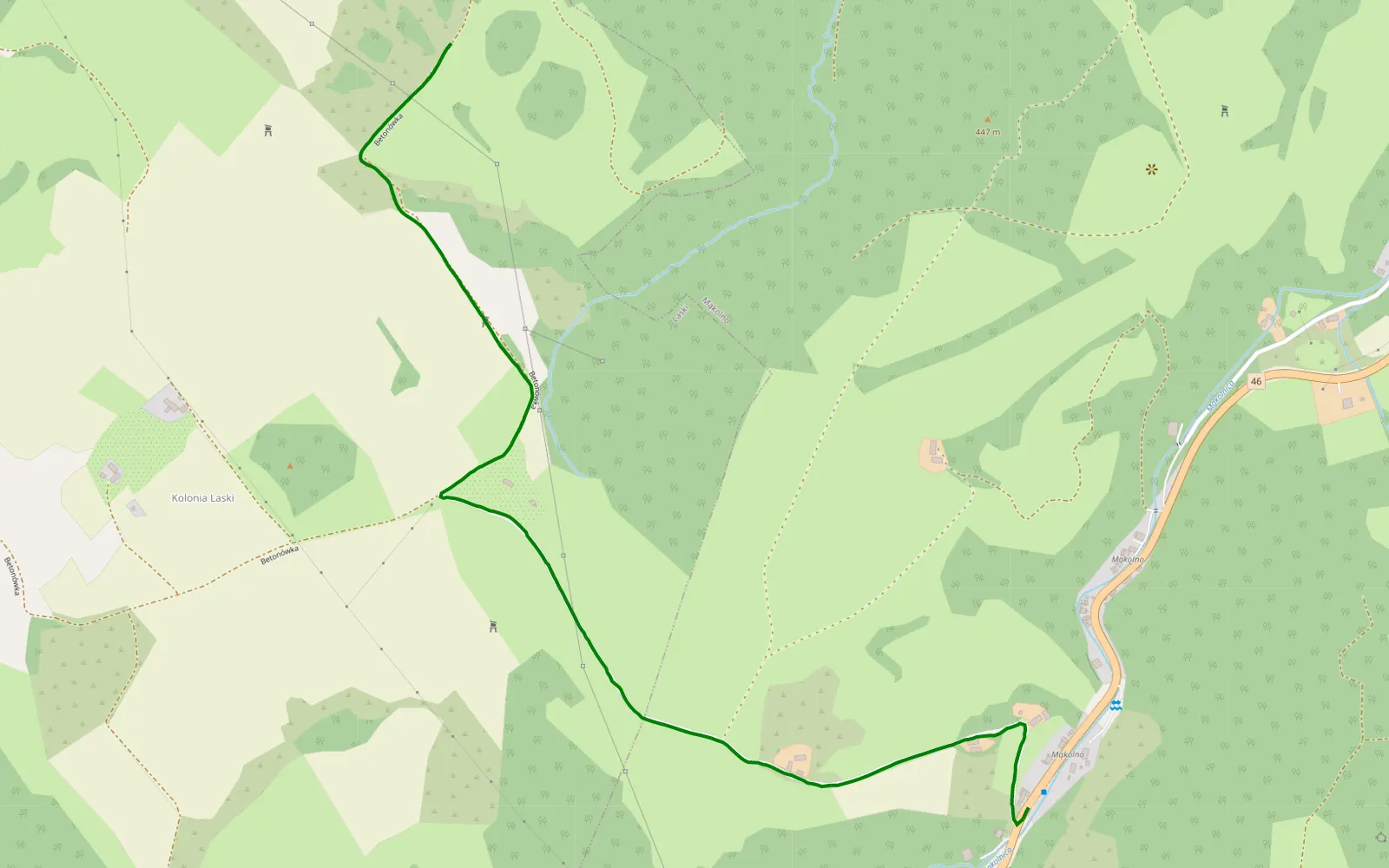 Map of Zjazd z noclegu Wielkanocnego do Mąkolna - 2.6 km offroad trail, Ząbkowice Śląskie County