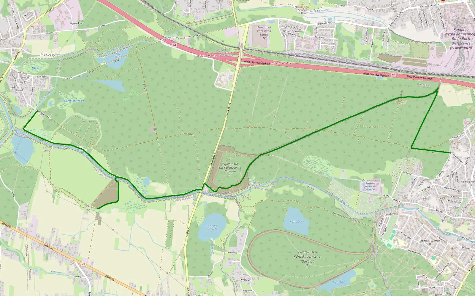 Map of Eksploracja doliny Kłodnicy i hałdy Paniówki - 8.5 km offroad trail, Ruda Śląska