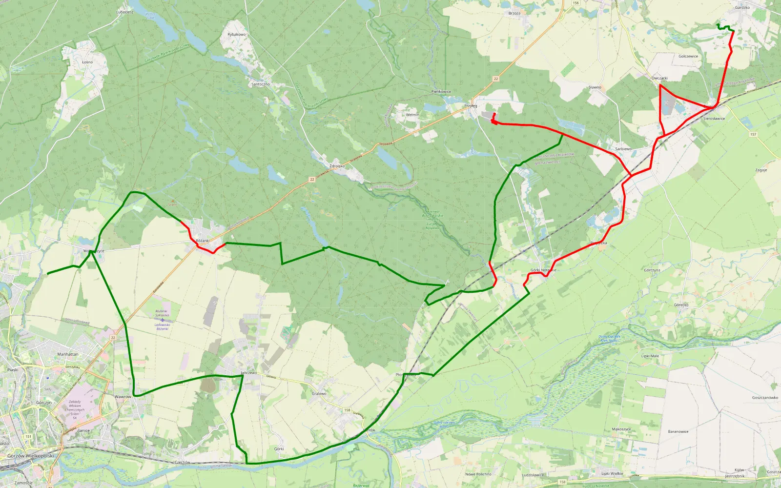 Map of Trasa Lubuski Armagedon 4X4 - 60.6 km offroad trail, Strzelce-Drezdenko County
