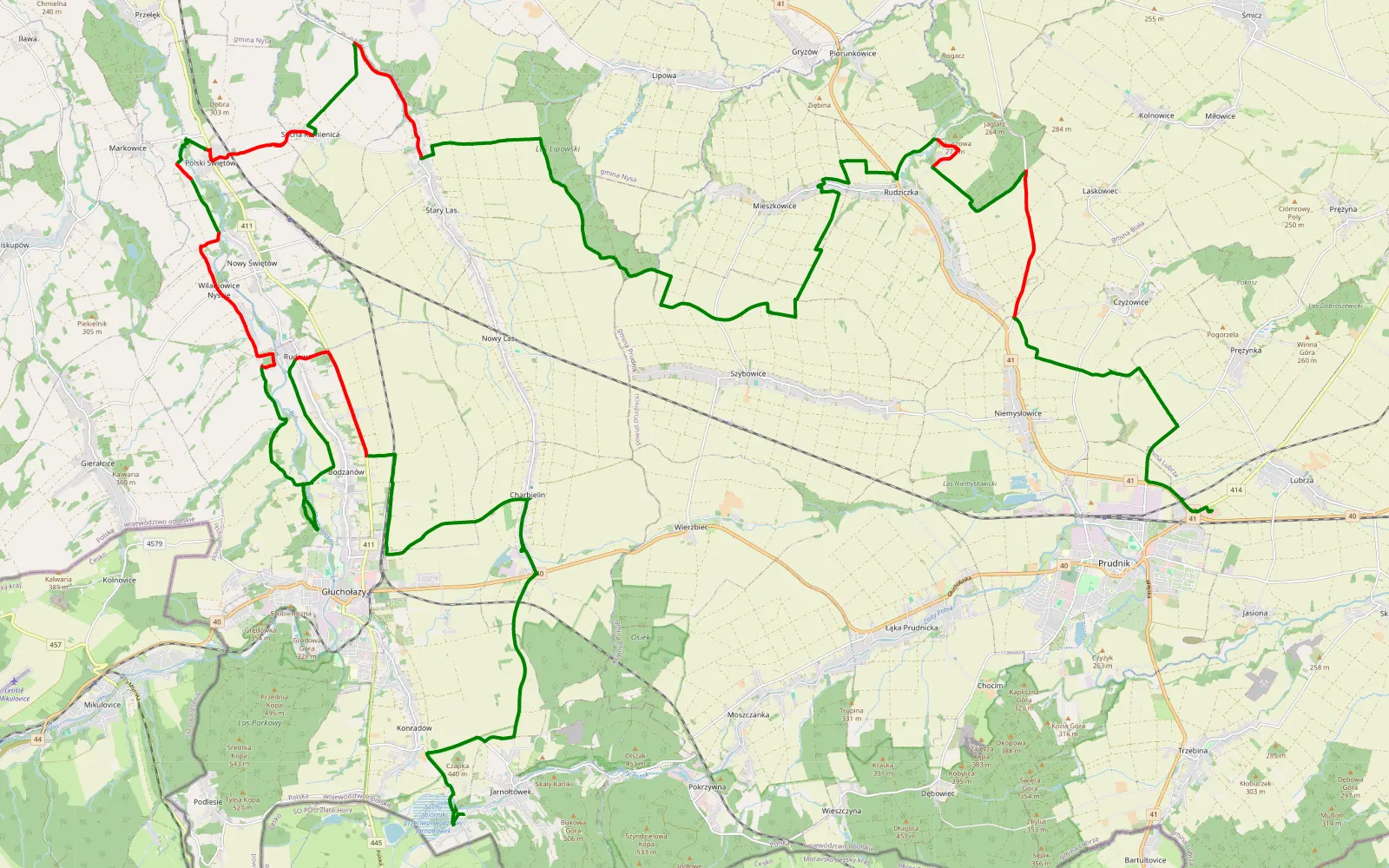 Map of Prudnik - Jarnołtowek Offroad - 55.4 km offroad trail, Nysa County